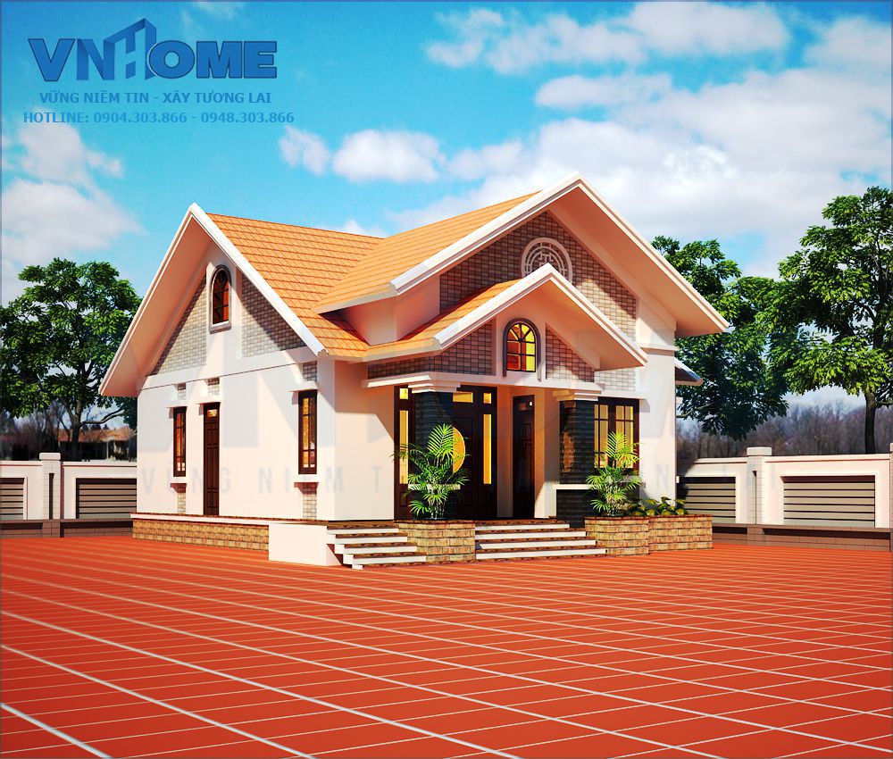 Thiết kế biệt thự hiện đại 1 tầng mặt tiền 9m tại Hải Phòng