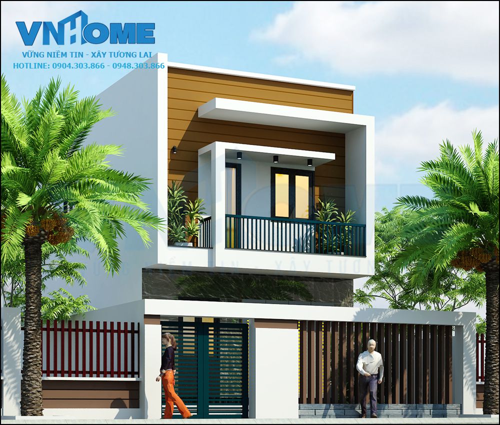 Thiết kế nhà lô hiện đại 2 tầng mặt tiền 6 m- VNH NLHĐ 0006