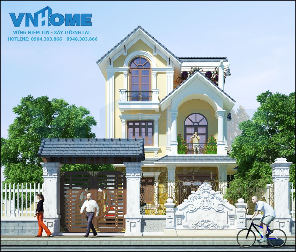 Thiết kế biệt thự tân cổ điển 3,5 tầng mặt tiền 8m - VNH BTTCD 0002