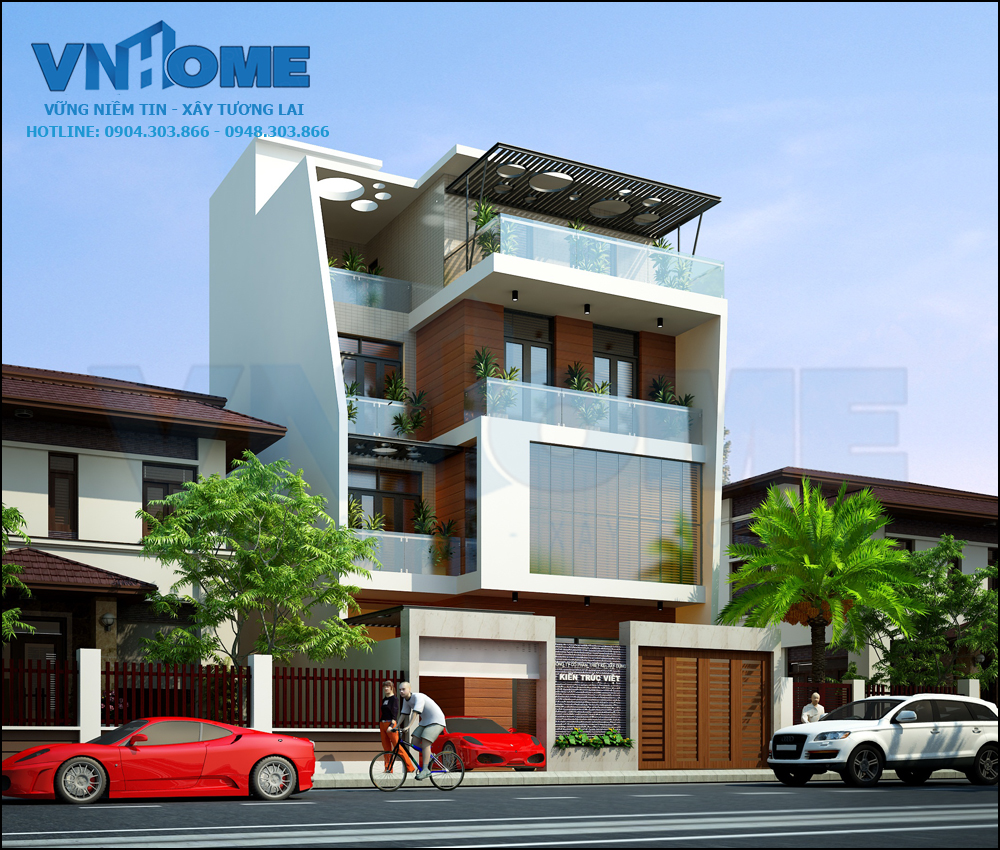 Biệt thự hiện đại 4.5 tầng mặt tiền 10m - VNH BTHD 0017