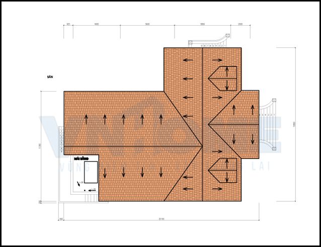 mặt bằng mái của biệt thự tân cổ điển