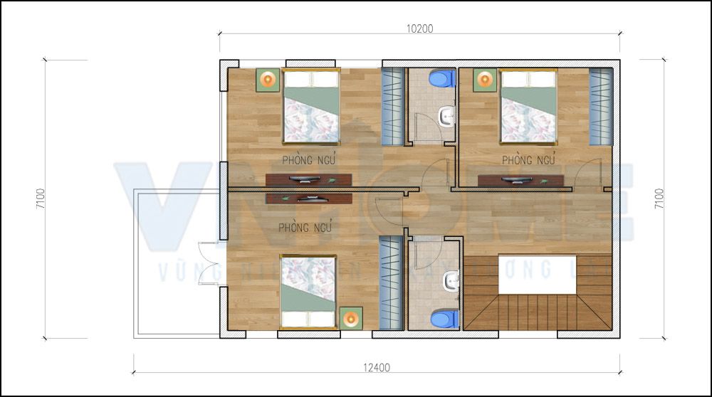 mặt bằng tầng 2 của căn biệt thự tân cổ điển