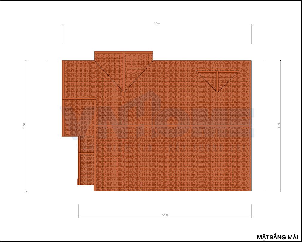 mặt bằng tầng mái của căn biệt thư