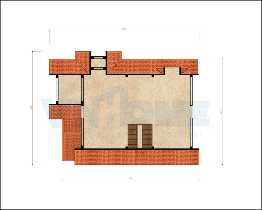 mặt bằng tầng tum của căn biệt thư