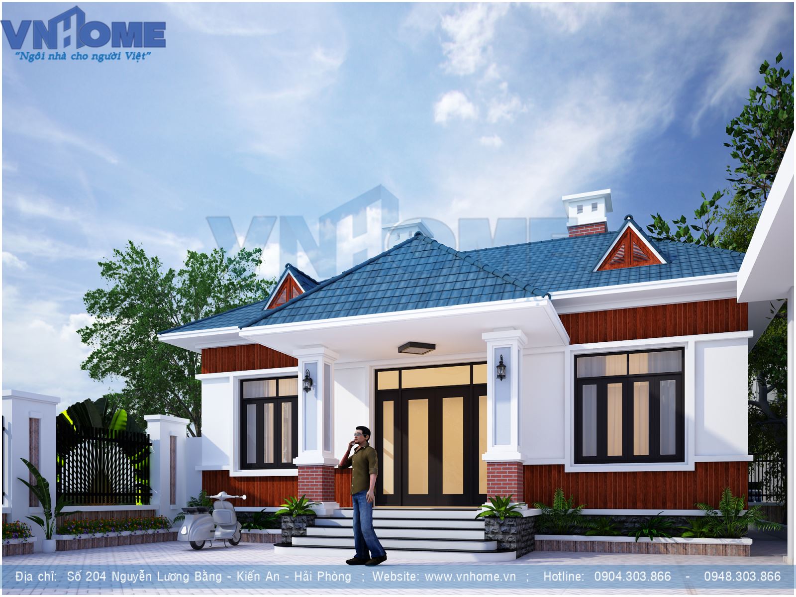 phối cảnh kiến trúc biệt thự mini 1 tầng đẹp tại Hải Phòng 2