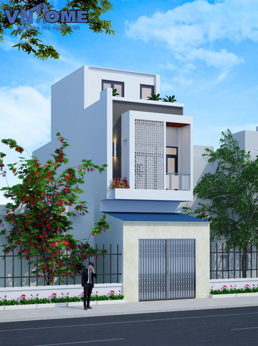 Mẫu thiết kế nhà lô hiện đại 2 tầng 1 tum diện tích 4x17m sang trọng tại Kiến An, Hải Phòng 2