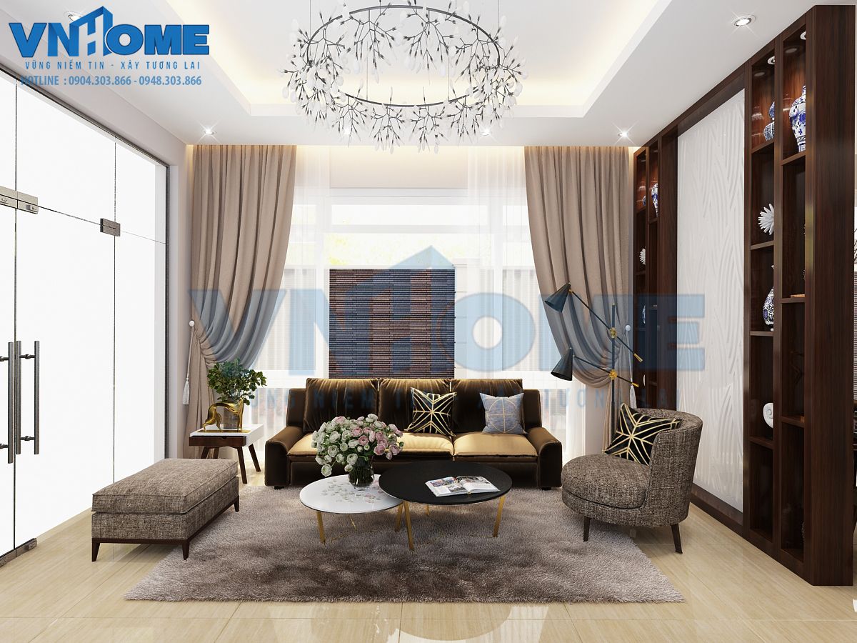 nội thất phòng khách của căn biệt thự hiện đại
