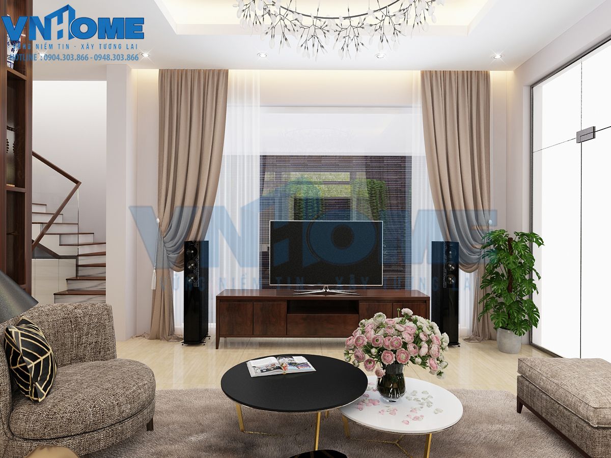phòng khách của căn biệt thự hiện đại