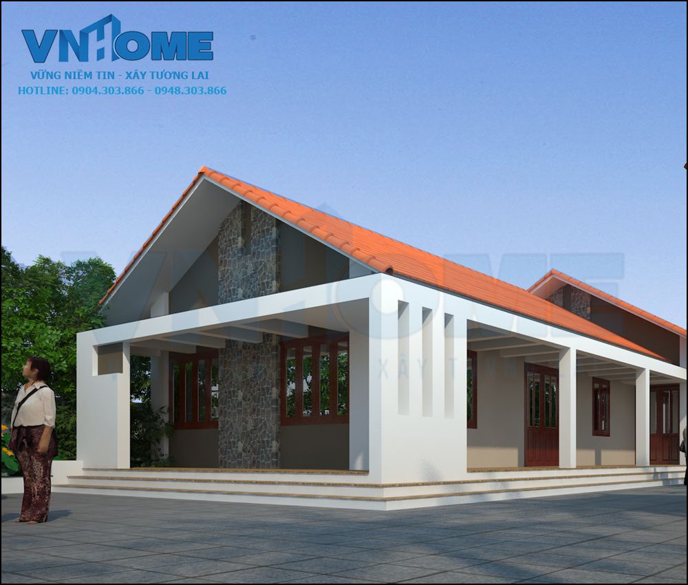 thiết kế biệt thự hiện đại 1 tầng 