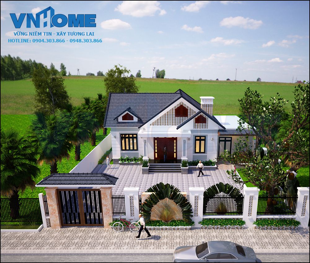 thiết kế biệt thự hiện đại 1 tầng