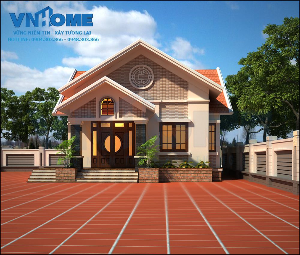 thiết kế biệt thự nhà vườn 1 tầng đẹp