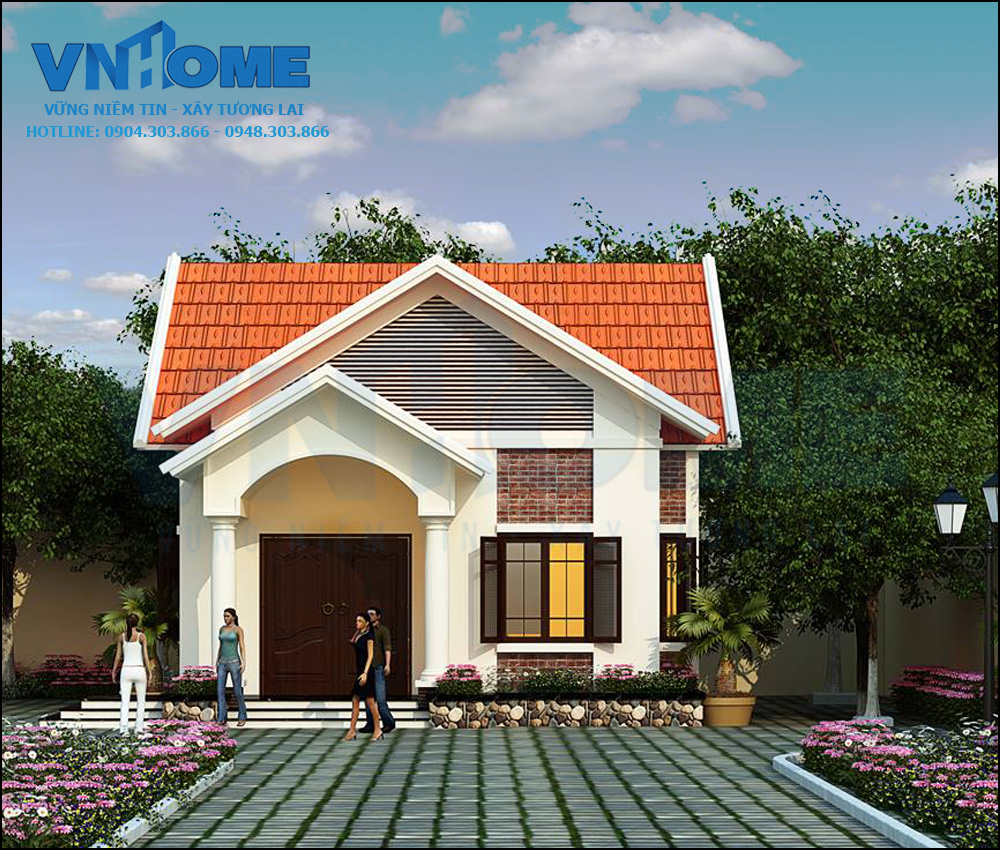 thiết kế biệt thự nhà vườn 1 tầng đẹp