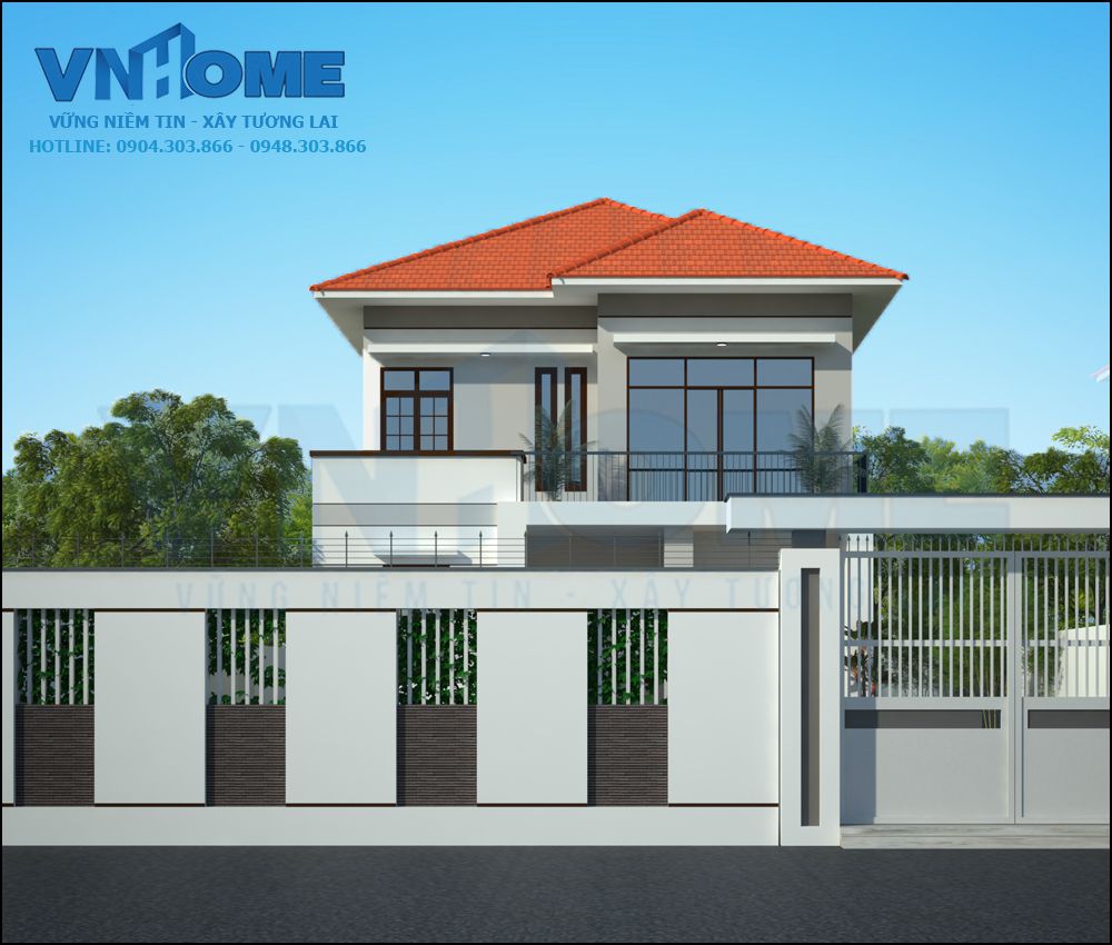 thiết kế biệt thự hiện đại 2 tầng