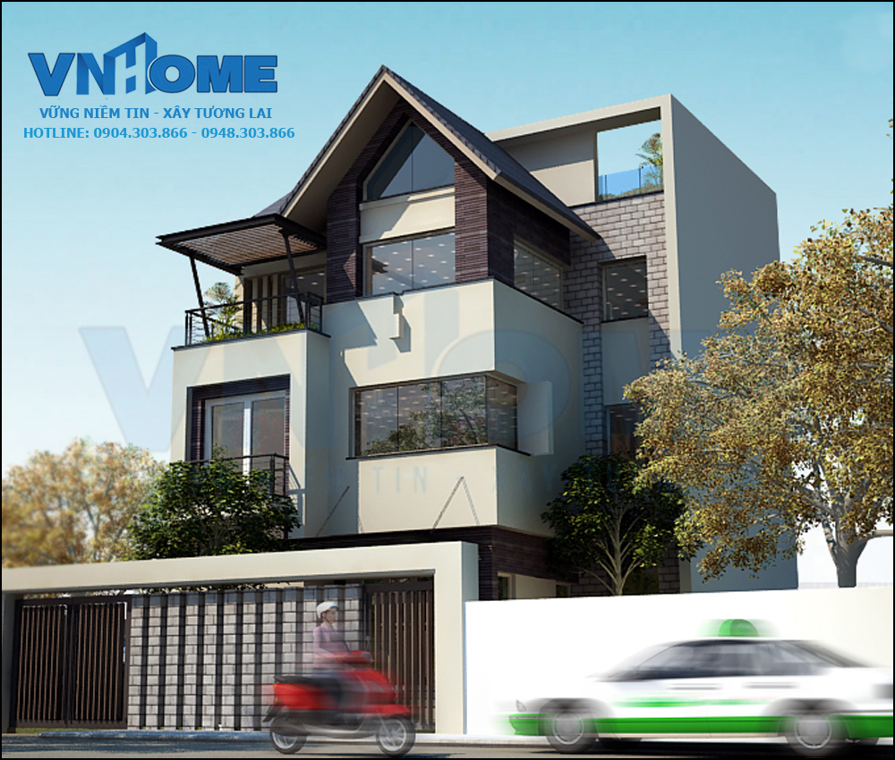 thiết kế biệt thự hiện đại 3 tầng tại hải phòng