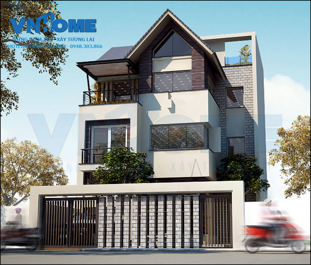 thiết kế biệt thự hiện đại 3 tầng tại hải phòng