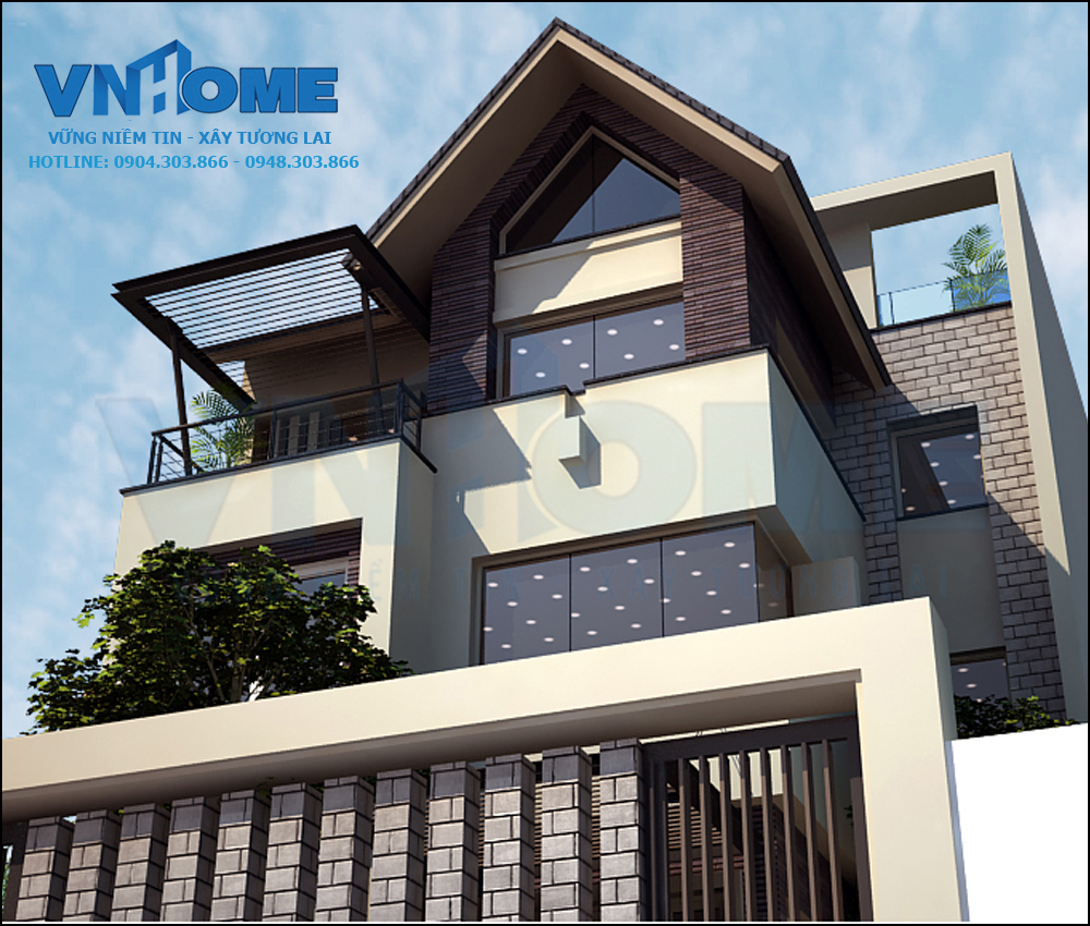 thiết kế biệt thự hiện đại 3 tầng tại hải phòng
