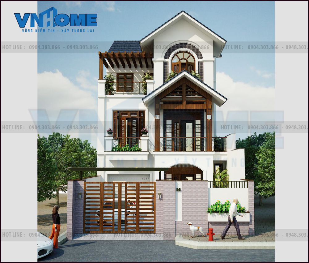 thiết kế biệt thự hiện đại 3 tầng tại Hải Phòng