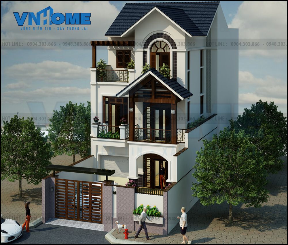 thiết kế biệt thự hiện đại 3 tầng tại Hải Phòng