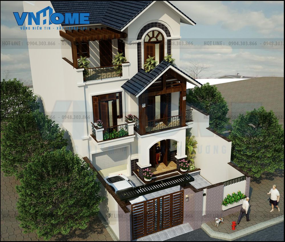 thiết kế biệt thự hiện đại 3 tầng tại Hải Phòng