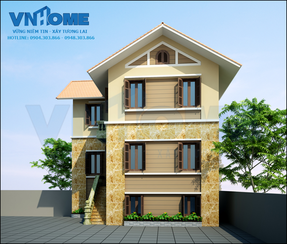 thiết kế biệt thự hiện đại 3 tầng