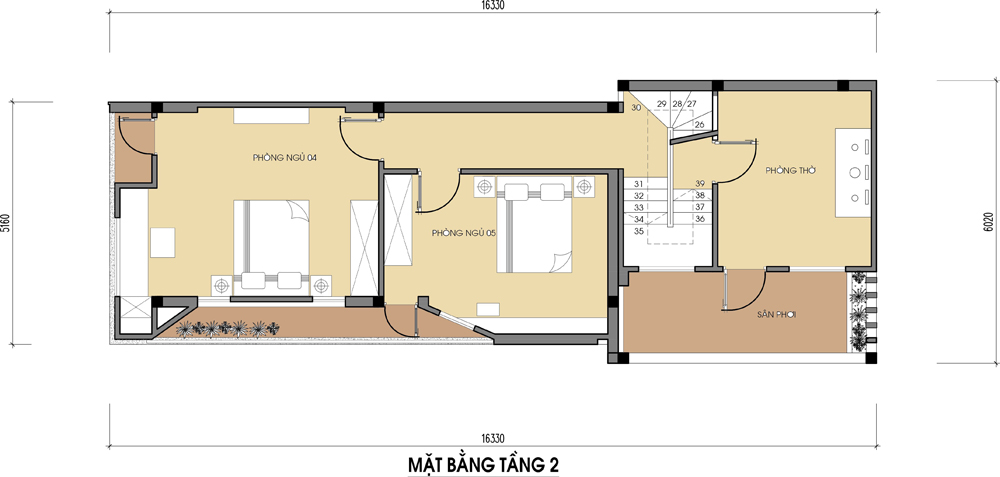 mặt bằng tầng 2