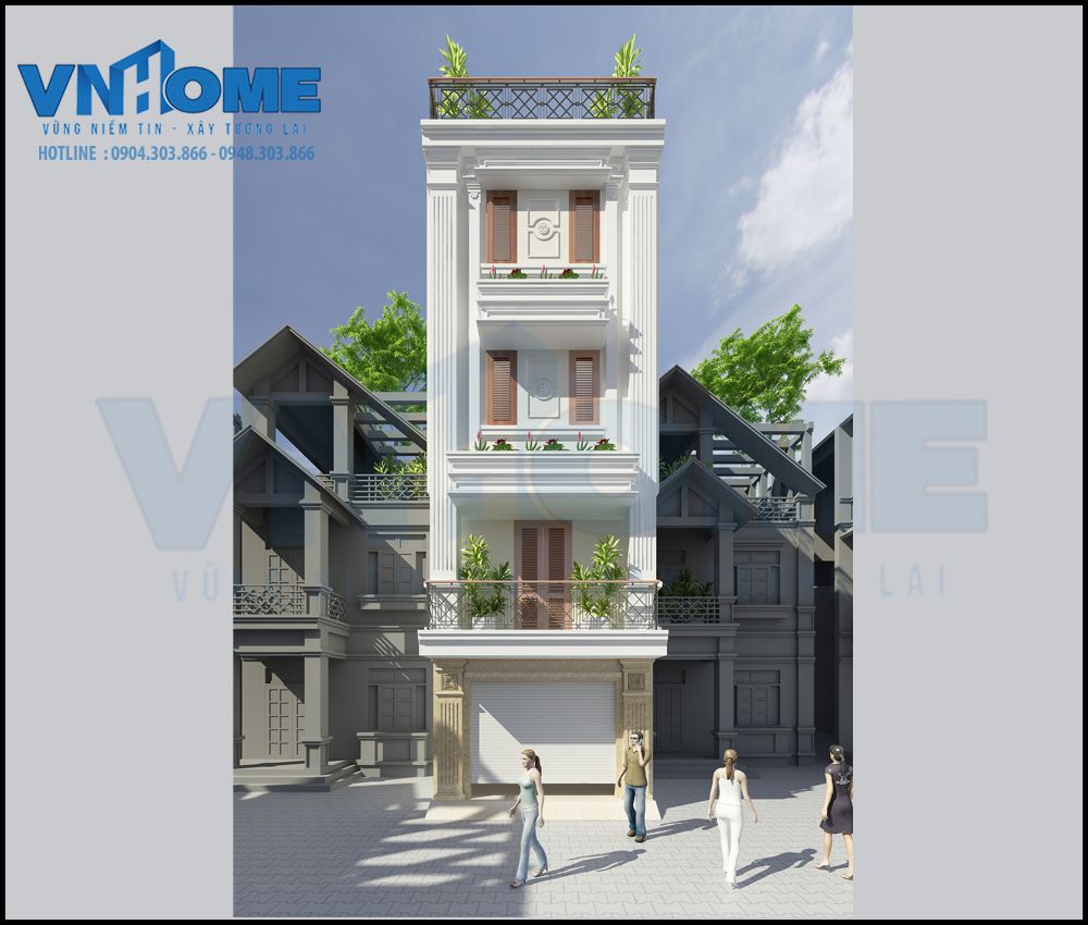 thiết kế nhà lô 4 tầng tại Quảng Ninh