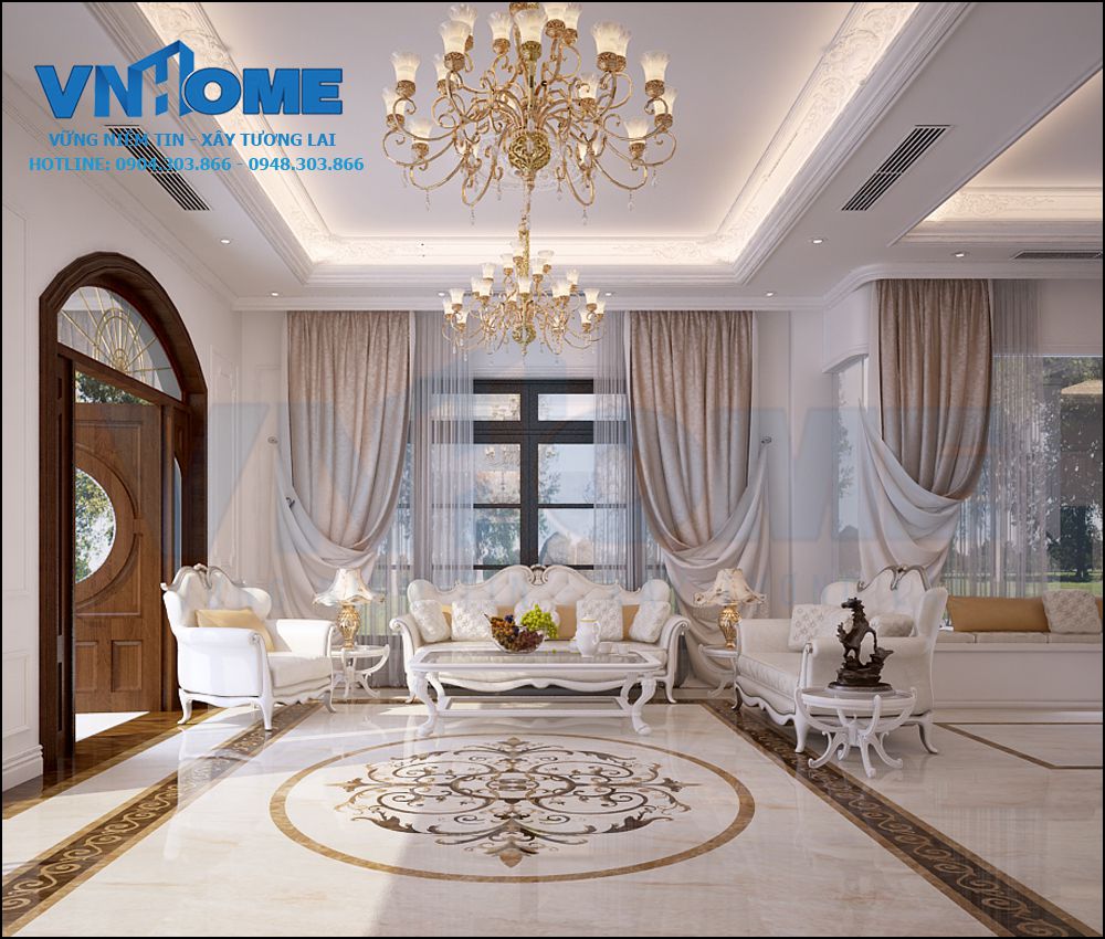 thiết kế nội thất biệt thự song lập nhà chị Hương