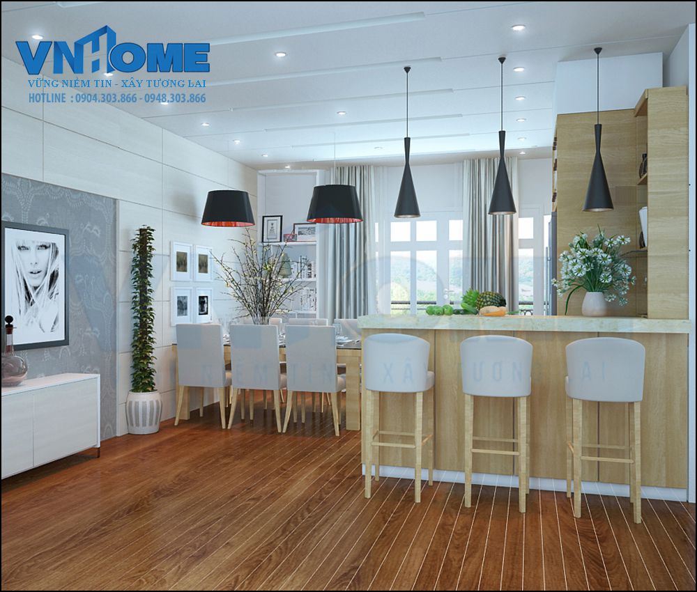 thiết kế nội thất nhà lô hiện đại 3 tầng