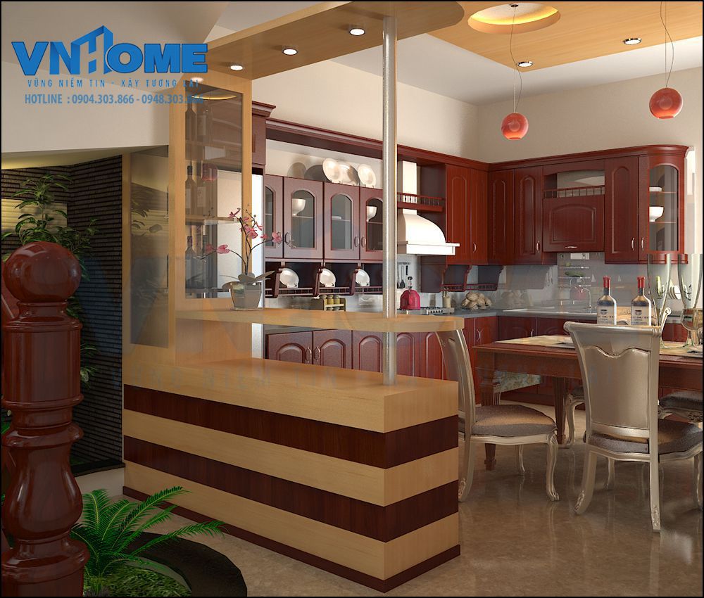 Thiết kế nội thất phòng bếp hiện đại đẹp sang trọng