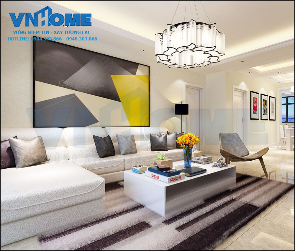 thiết kế nội thất phòng khách hiện đại tại Quảng Ninh