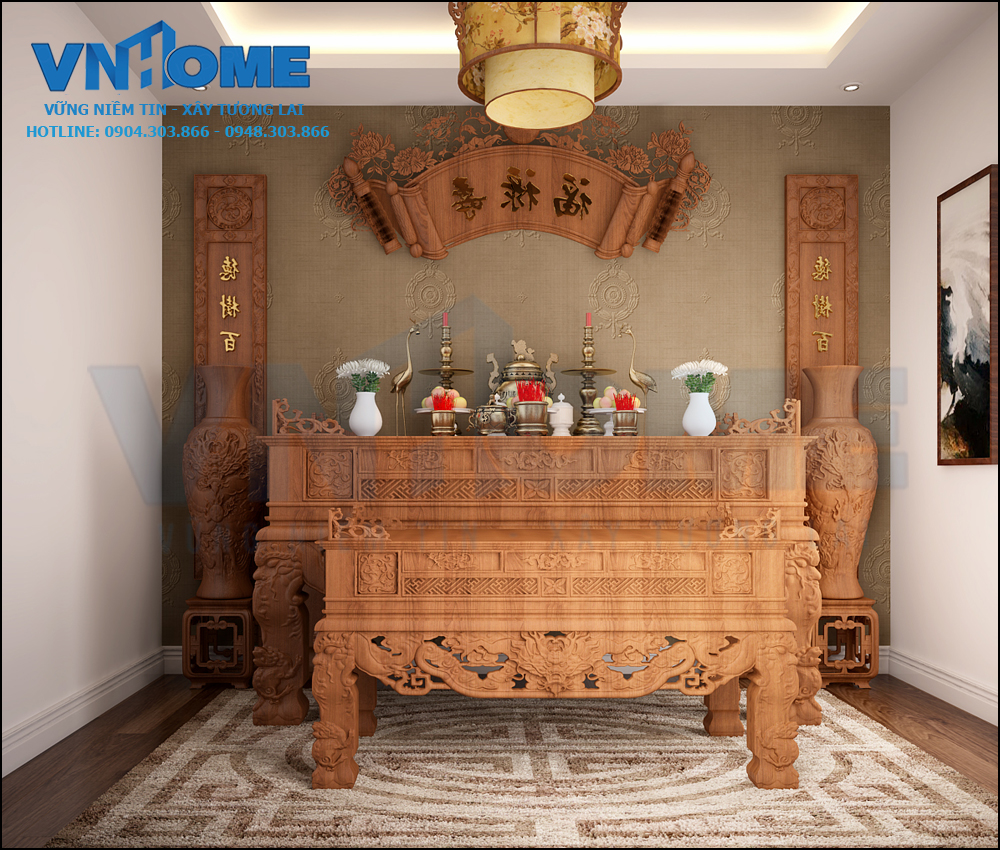 thiết kế nội thất phòng thờ