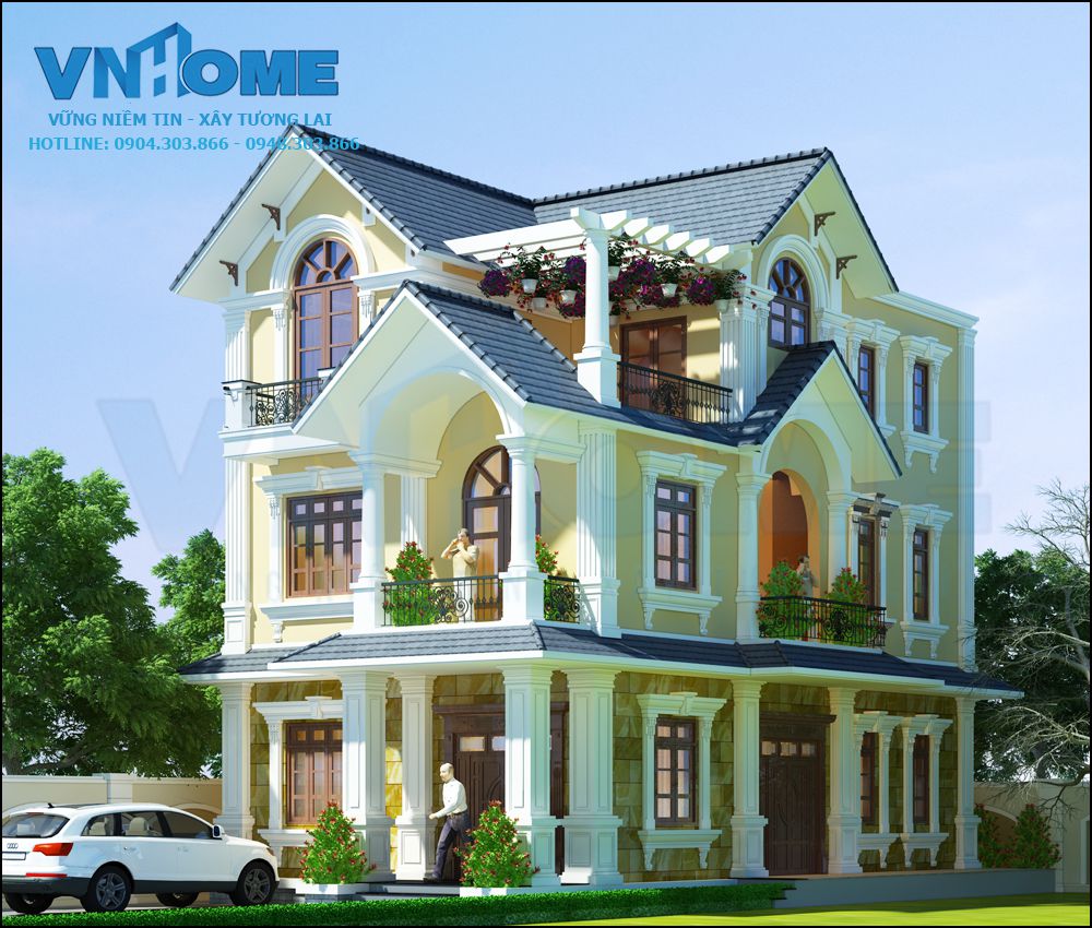 biệt thự hiện đại 3 tầng mặt tiền 8m